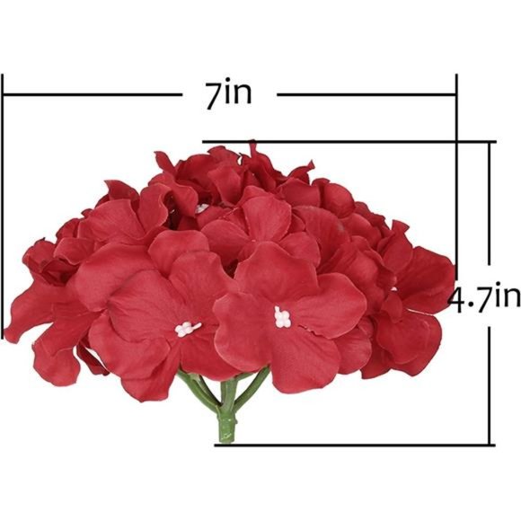 10pack Silk Hydrangea Heads Artificial Flowers Heads w/ Stems Home Wedding Decor - Picture 2 of 6